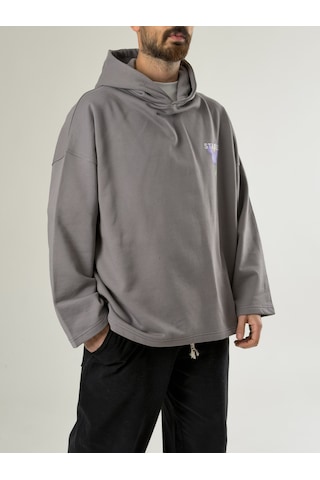 Cocopelli Stable Kapüşonlu Gri Erkek Oversize Sweat Coc2705 Gri