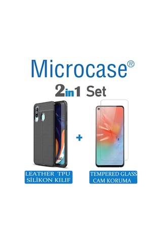 Microcase Samsung Uyumlu Galaxy A60 Leather Seri Silikon Kilif+Cam (Seç) 369240053