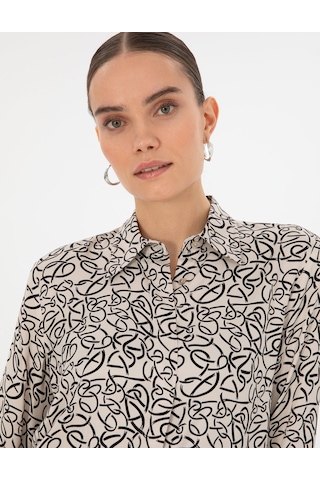 Pierre Cardin Kadın Kum Gömlek Desenli 50318227-vr085 Kum