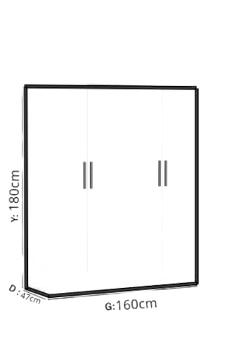 Ae-1059 Milano Beyaz 4 Kapaklı Gardırop 11 Raflı 2 Askılıklı Beya
