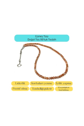 Yıldız Doğal Taş Güneş Taşı 6mm 99luk Doğal Taş Tesbih