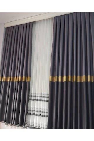 Evdepo Home Sık Pileli Pano Fon Perde Çift Kanat Antrasit