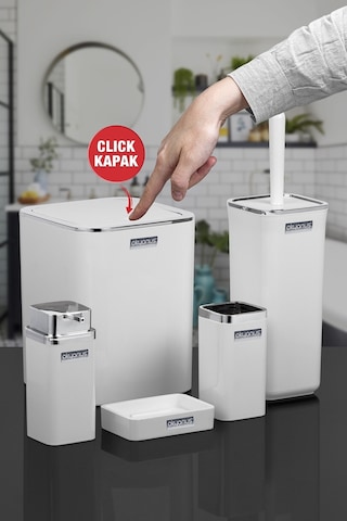 Okyanus Home Beyaz Kare Kromlu 5'Li Banyo Seti OKY-615-1