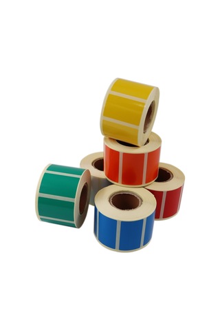 Renkli Zemin Baskılı Kuşe Rulo Etiket 50mm X 30mm 1000 Adet