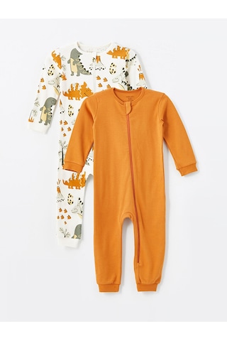 Lcw Bisiklet Yaka Uzun Kollu Erkek Bebek Fermuarlı Tulum 2'li Bej