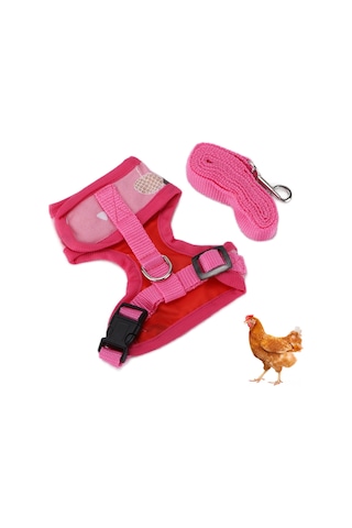 Moveevo Tavuk İçin Eğitici Tasma Ve İp, Kolluklu Ayarlanabilir, Kaçmayı Engeller, Yumuşak Nylon, S Boy, Pembe Ananas Desenli, Hediyelik Kravatlı