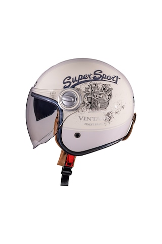 Nukro B-108 Super Sport Yazlık Motosiklet Kaskı Krem Gri