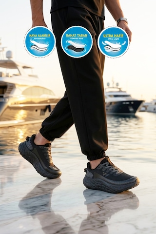 Walkway Flystep M Siyah Hafızalı Taban Erkek Spor Ayakkabı