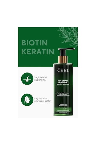 The Ceel Biberiye Şampuanı Dökülme Karşıtı ve Hızlı Uzamaya Yardımcı Keratin, Biotin ve Kolajen Özlü 250 ml