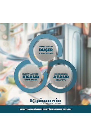 Topimania Doğal Yerli Üretim Yün Kurutma Topu 3 Adet Kurutma Topu