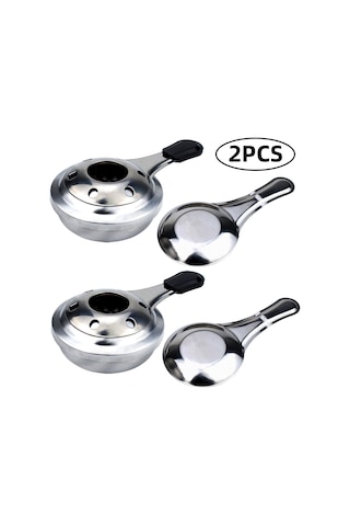 Suofeng Ev Veya Doğa İçin Çiftlü Mini Çelik Alkol Ocağı - Fondue Ve Çorba Isıtıcı, Taşınabilir Isıtma Aleti 16cm Gümüş
