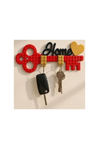 Home Yazılı Kalpli Anahtarlık Şeklinde Anahtarlık Lego Tarzı 3 Cep Anahtarligi Dahil Kırmızı Kırmızı