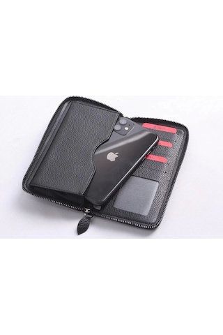 Ozka Leather Collection Kişiye Özel Telefon Bölmeli Deri  Cüzdan
