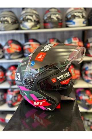 Mt Helmets Cosmo Sv Sergıo Garcıa D18 Kask Mat Pembe Yeşil