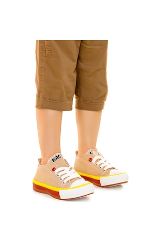 Kiko Kids Tinna Bağcıklı Erkek Bebek Keten Spor Ayakkabı Bej