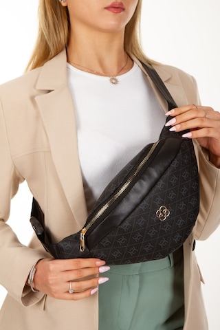 Newish Polo Kadın Desenli Çapraz Omuz Askılı Bel Ve Omuz Çantası - New345 Siyah