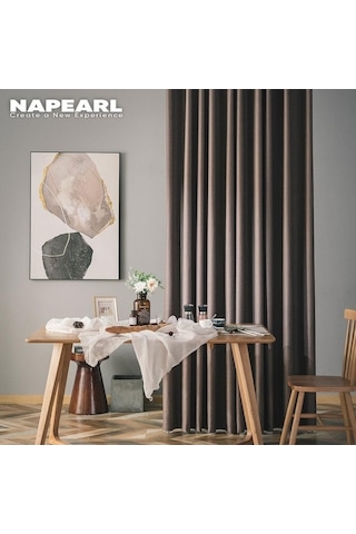 Novahub 1 Adet Koyu Kahverengi 70% Karartma Perde, Modern Tasarım Yatak Odası Halka Tipi Pencere Perdesi W100xl130cm Koyu Kahverengi