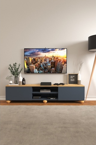 B3 Concept Nort Serisi Antrasit & Safir Meşe 2 Kapaklı Tv Ünitesi