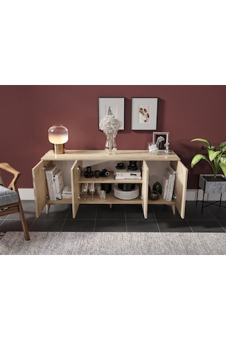 Kznhome Çok Amaçlı Meşe Konsol - Tamamı 1. Kalite Mdf