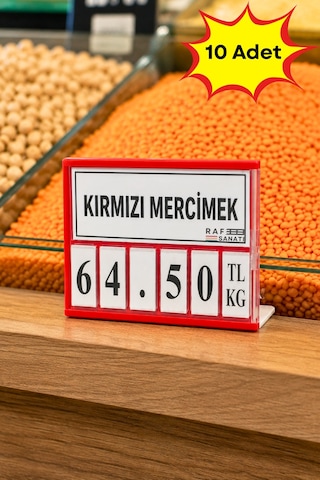 10 Adet - Fiyat Kasetlik Manav Kasap Şarküteri Etiketi Rakamlı Fiyatlık Ayaklı Küçük Boy 77x62 Mm Kırmızı