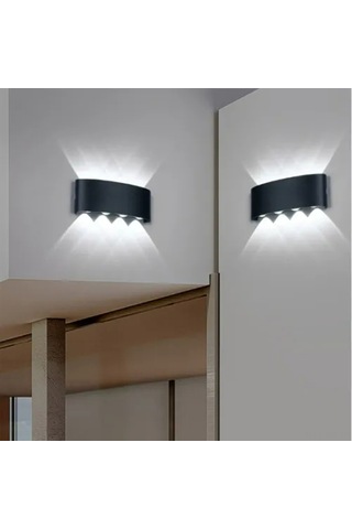 Vkemall 8w Metal Led Duvar Lambası - Ip65 Su Geçirmez, 6500k Beyaz Işık, İç/ Dış Mekan Uyumlu, Kolay Kurulum Siyah
