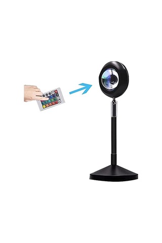Kumandalı Rgb Gün Batımı Projektörü, 16 Renk Seçeneği 10 Parça Siyah