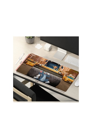 80x30 Cm Tom Ve Jerry Kaymaz Taban 3mm Dikişli Oyuncu Gaming Oyuncu Mouse Pad
