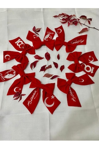 Ay Yıldız Ve Atatürk İmza Nakışlı Toka Kırmızı