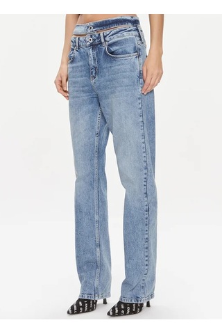 Karl Lagerfeld Jeans Yüksek Bel Düz Paça Mavi Kadın Denim Pantolon 240j1107
