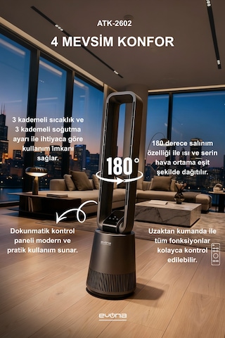 Evona Auraheat Premium Elektronik Fanlı Isıtıcı & Soğutucu Klima