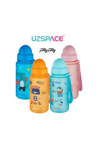 Lexroo Figürlü 400 Ml Pipetli Tritan Çocuk Su Matarası Çok Renkli