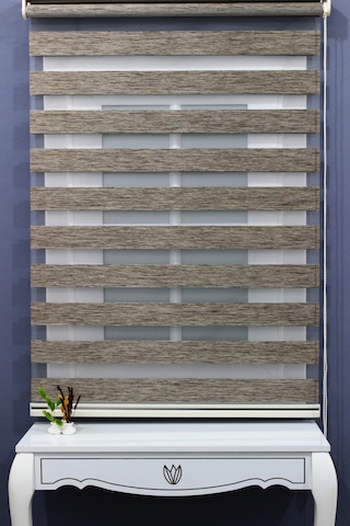Ahşap Desenli Bambu Zebra Perde