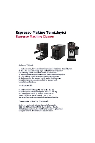 Grundig Kva-4832 Espresso Makinesi Temizleyici Toz 3'lü Paket Beyaz