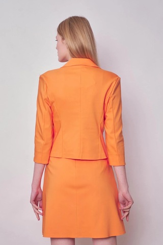 Kadın Yakalı Kapri Kollu Kolu Yırtmaçlı Hafif Likralı Kumaş Kısa Blazer Ceket Etek Jument 100083 -mango Mango