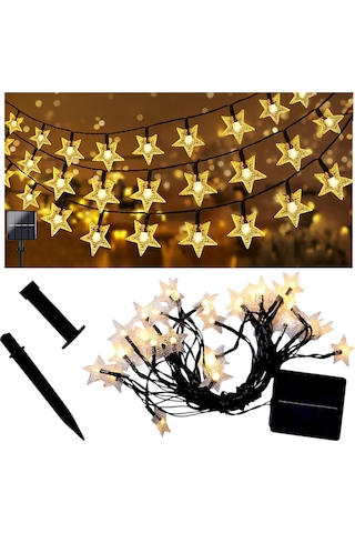 Upway Güneş Enerjili 30 Led Yıldız Dekoratif Işık Dış Mekan İçin Su Geçirmez Led 7m Gün Işığı