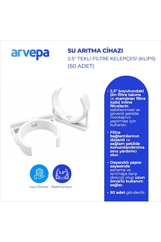 Su Arıtma Cihazı 2.5" Tekli Filtre Kelepçesi Klips 100 Adet