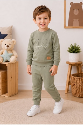 Mnk Baby & Kids Erkek Çocuk Belıeve Baskılı 2li Eşofman Takımı M00853 YESIL