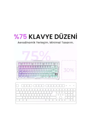 Gravastar Mercury K1 Lite Mekanik Gaming Klavye Ve M2 Kablosuz Optik Mouse Seti, Crystal Aurora