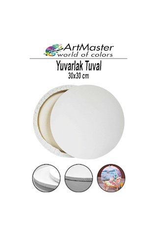 Yuvarlak Tuval 30x30 Cm 1 Adet Astarlı Resim Tuvali Arkadan Zımbalı Akrilik Boya Yağlı Boya Resim Çerçevesi