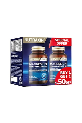 Nutraxin Magnesium Complex Vitamin B6 60 Tablet - 2.si %50 İndirimli Nutraxin Magnesium Complex Vitamin B6 60 Tablet - 2.si %50 İndirimli