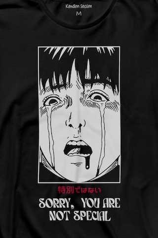 Sorry You Are Not Special Japanese Urban Sokak Özel Değilsin Uzun Kollu Tişört Baskılı T-shirt 001