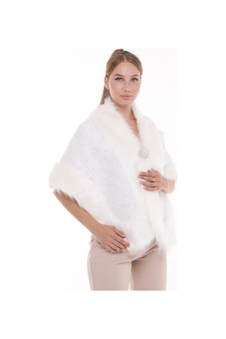 Furrier Geniş Kesim Taşlı Bolero Beyaz