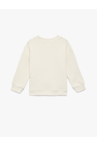 Koton Pamuklu Uzun Kollu Bisiklet Yaka Oversize Sweatshirt Ekru 6smb10014tk Ekru