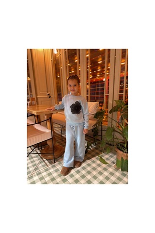 Yale Kids Kız Çoçuk Çiçek Tasarım 2 Li Takım Mavi