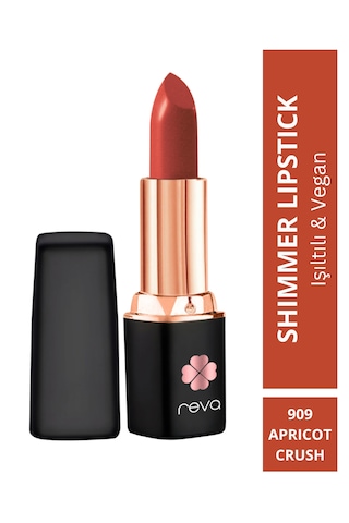 Shimmer Lipstick Apricot Crush - Işıltı Ruj - No: 909 Vegan & Temiz Içerik Kırmızı
