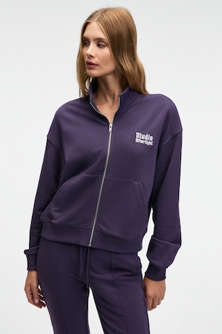 TORINA Kadın Nakış Detaylı Fermuarlı Çift Cepli Relax Mor Ceket