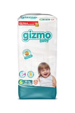 Gizmo Ultra Ekstra Large 16 Kg +6 Bebek Bezi 52 Li 6 Numara