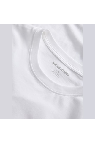 Jack & Jones Erkek Logo Detayli Bisiklet Yaka Tisört - Rush - 12298424 Beyaz
