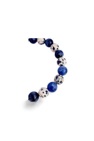 Gümüş Sodalit Dalmaçyalı Jasper Doğal Taş Tasarım Kadın Gümüş Bileklik Gümüş