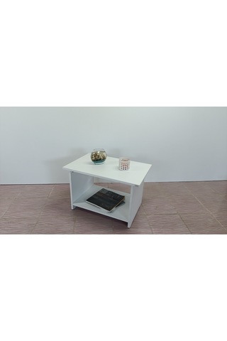 KOBİÇ RAFLI OFİS SEHPASI 60X45X45 CM (BEYAZ)